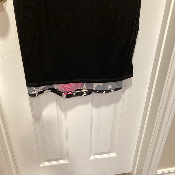 Precis Black Fuchsia White Cap Sleeve Ruched Boat Neck Midi Length Dress - Sz 10 - Picture 13 of 13